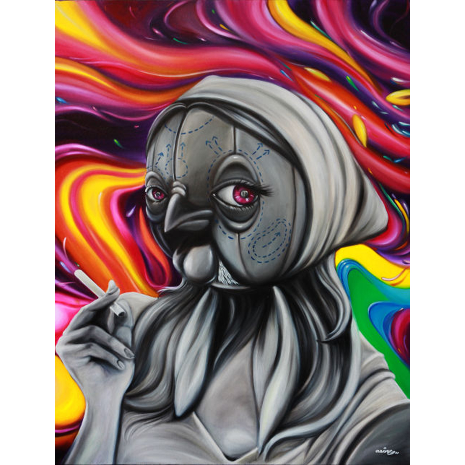 Original Street Art Painting, ASIN, MORK Gallery Bangkok