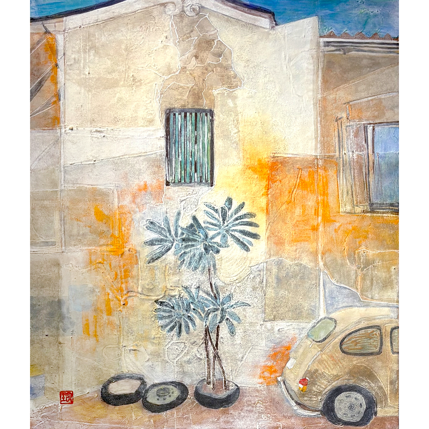 オリジナル日本画 Original Nihonga Painting by Rei Hayase, MORK Gallery Bangkok