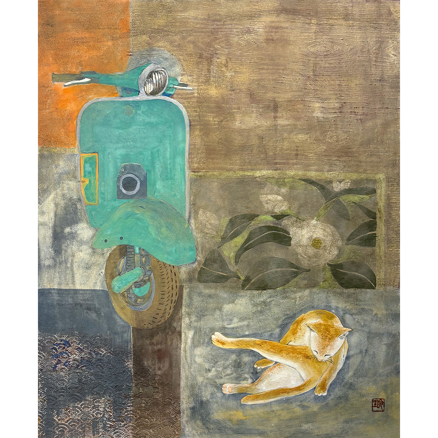 オリジナル日本画 Original Nihonga Painting by Rei Hayase, MORK Gallery Bangkok