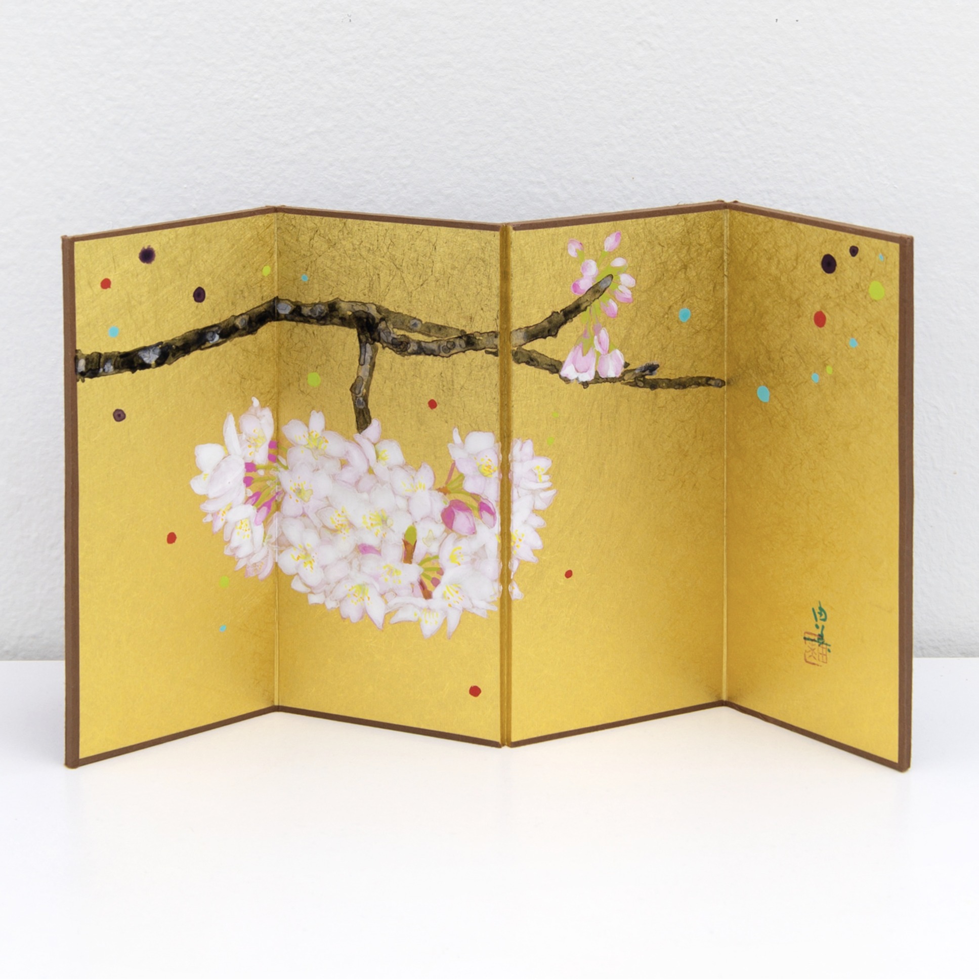屏風 アクリル画 Byōbu Folding screens painting, Yumi Kamiya, MORK Gallery Bangkok
