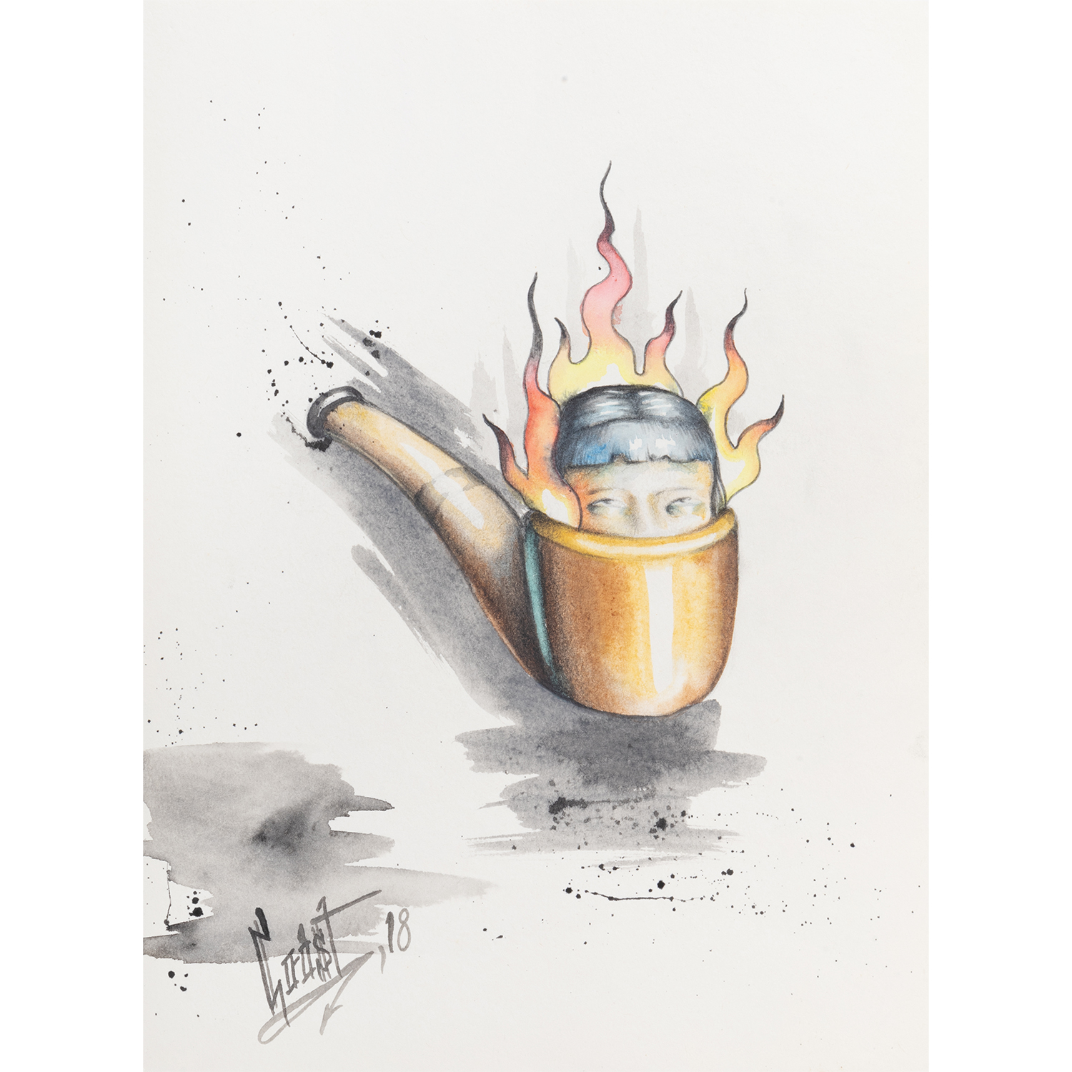 Original Acrylic and Graphite Drawing, Crist Espiritu, Visual Art, MORK Gallery Bangkok