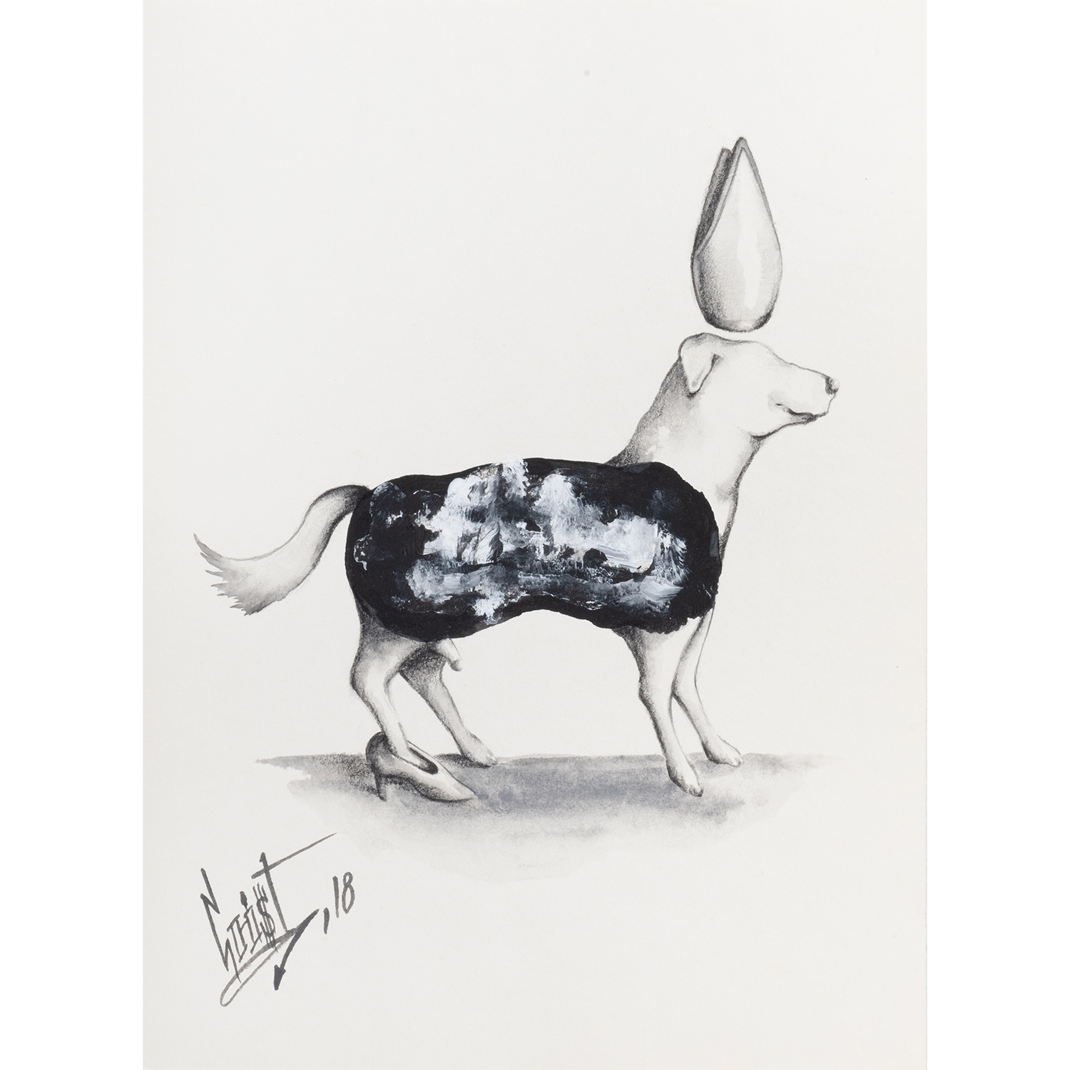 Original Acrylic and Graphite Drawing, Crist Espiritu, Visual Art, MORK Gallery Bangkok