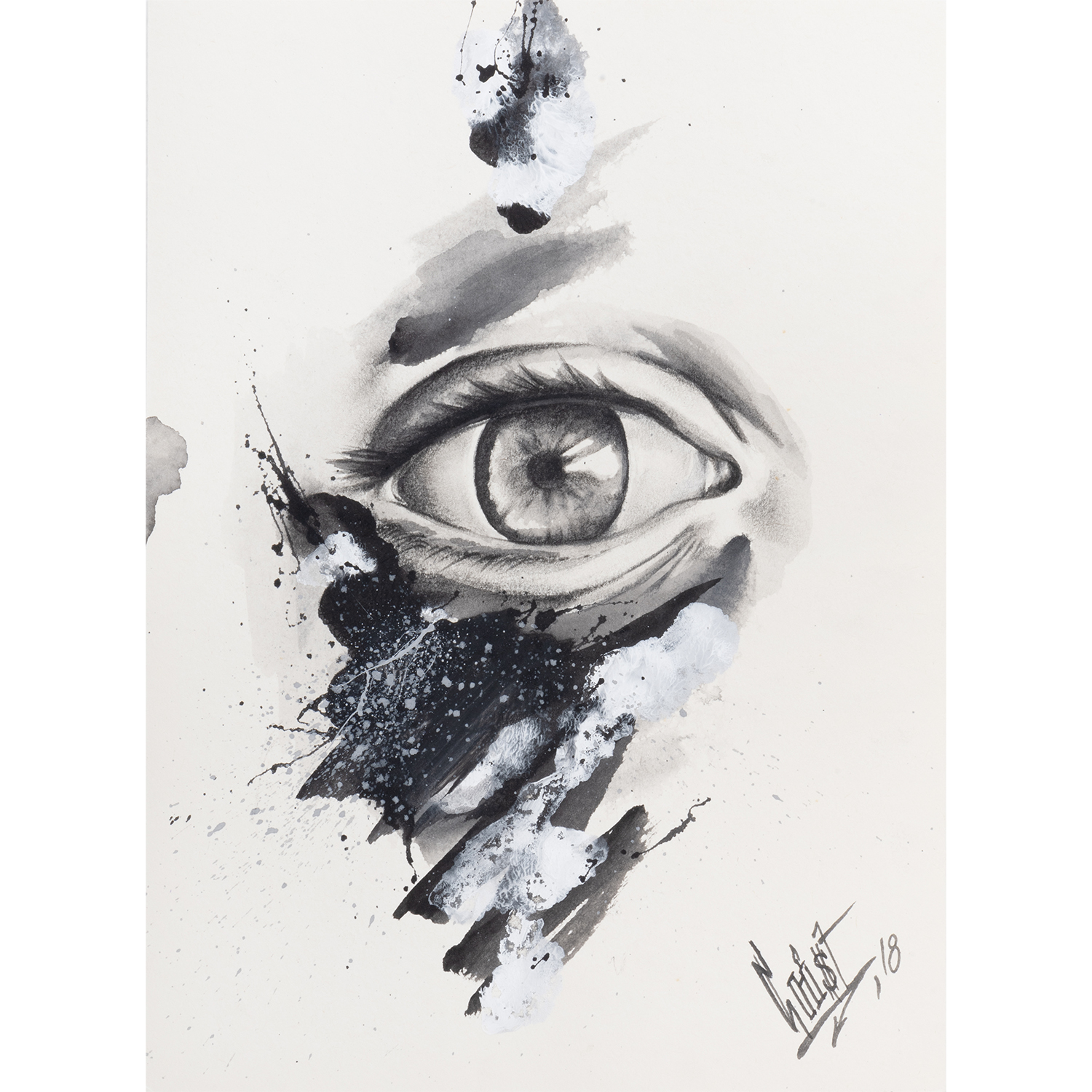 Original Acrylic and Graphite Drawing, Crist Espiritu, Visual Art, MORK Gallery Bangkok