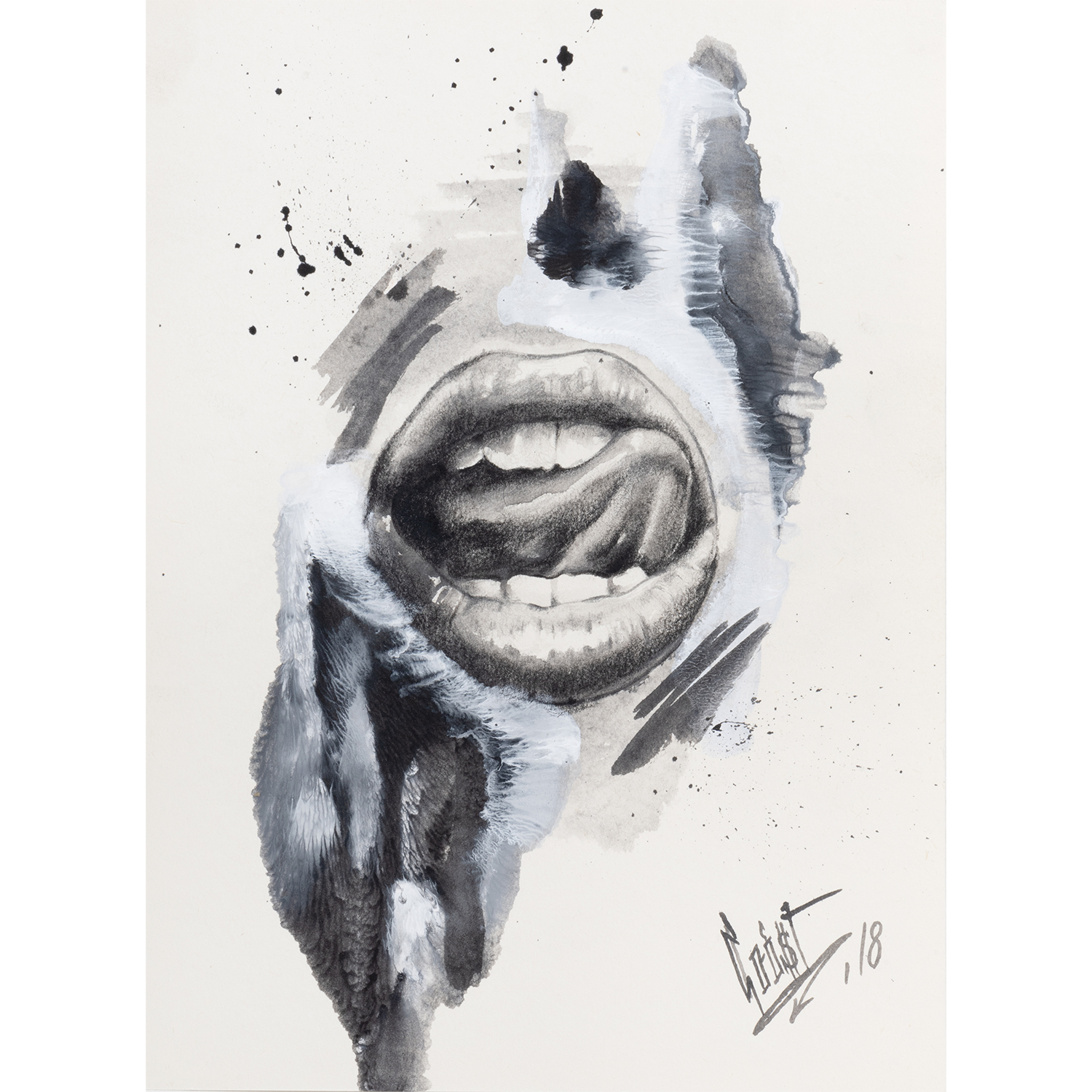Original Acrylic and Graphite Drawing, Crist Espiritu, Visual Art, MORK Gallery Bangkok
