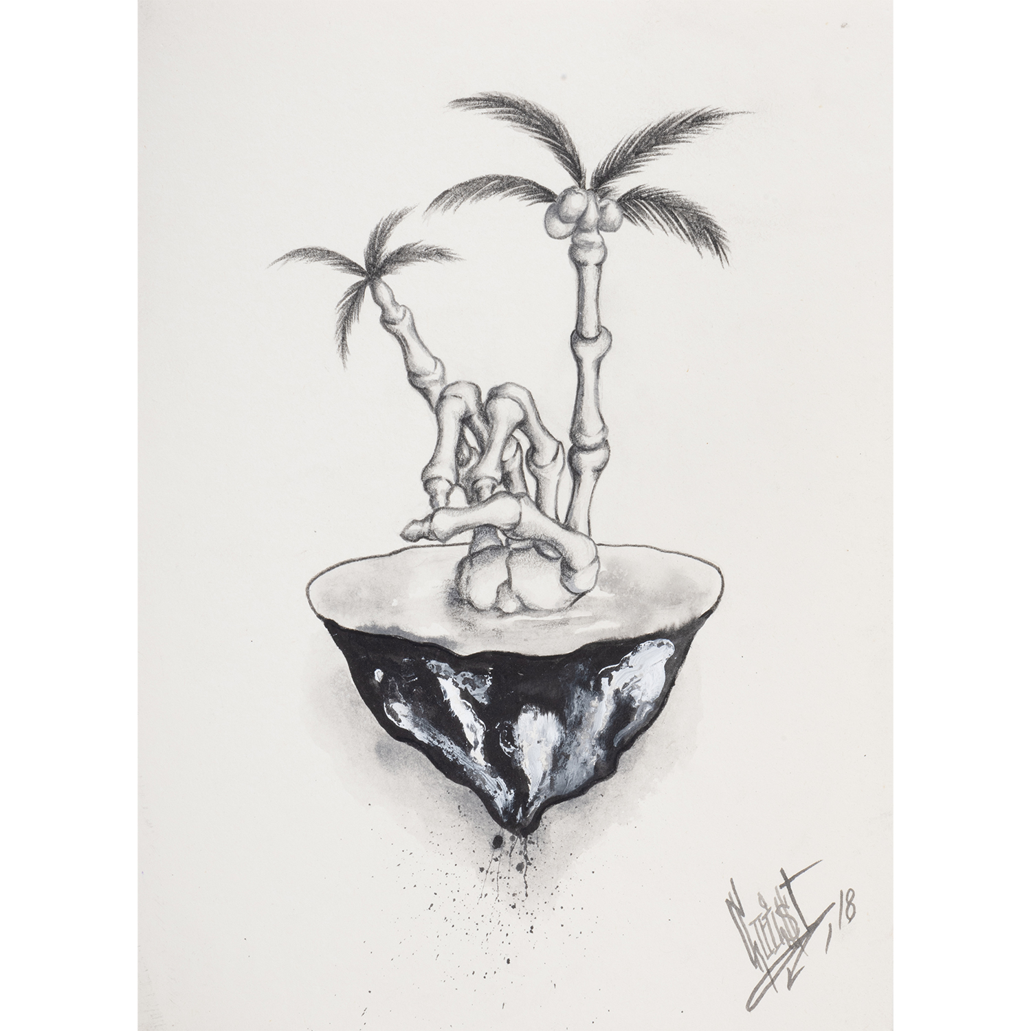 Original Acrylic and Graphite Drawing, Crist Espiritu, Visual Art, MORK Gallery Bangkok