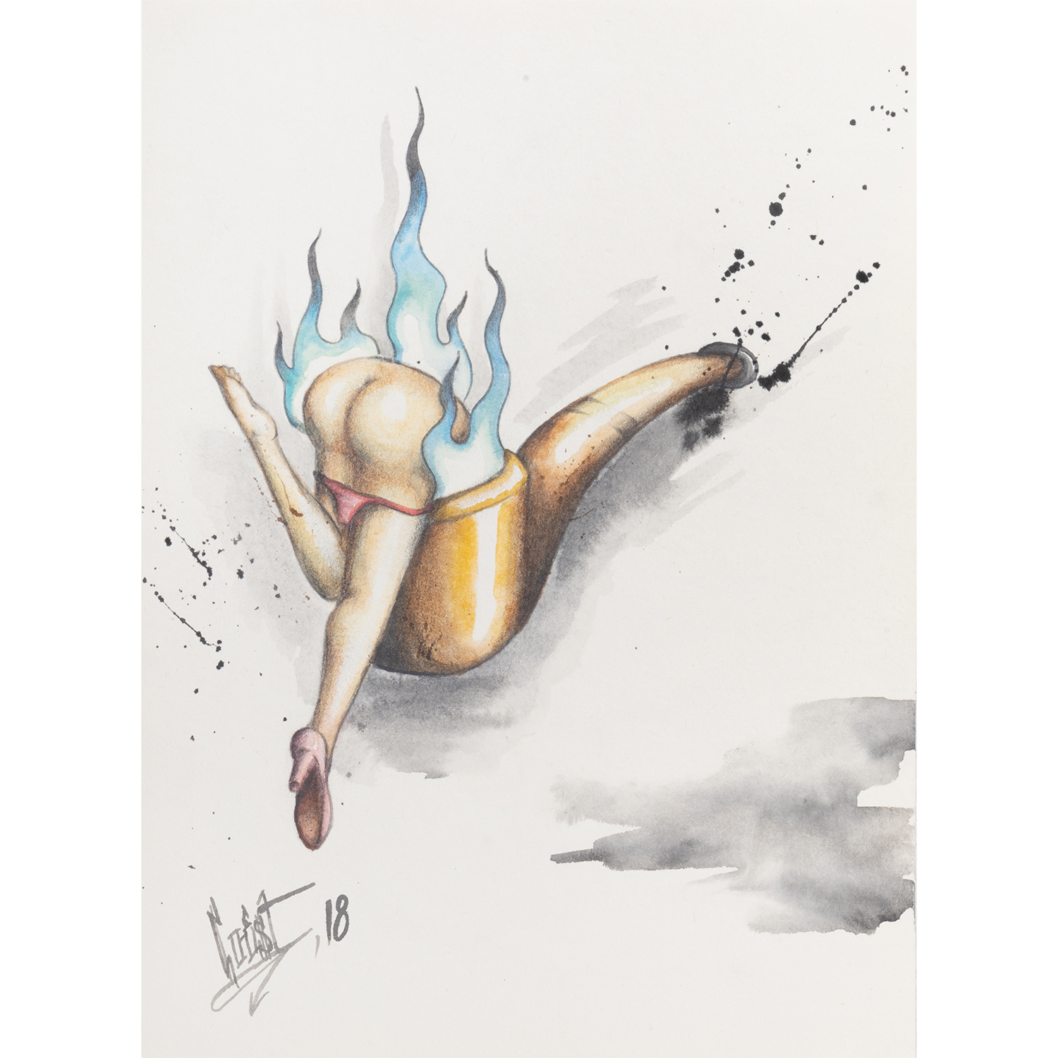 Original Acrylic and Graphite Drawing, Crist Espiritu, Visual Art, MORK Gallery Bangkok