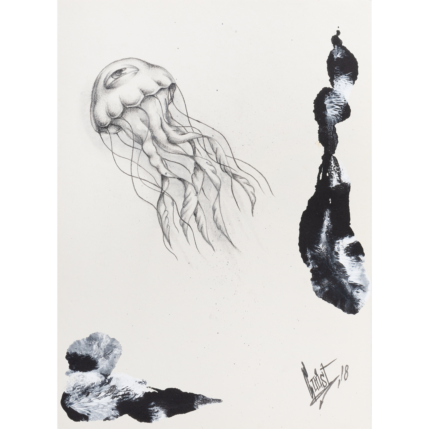 Original Acrylic and Graphite Drawing, Crist Espiritu, Visual Art, MORK Gallery Bangkok