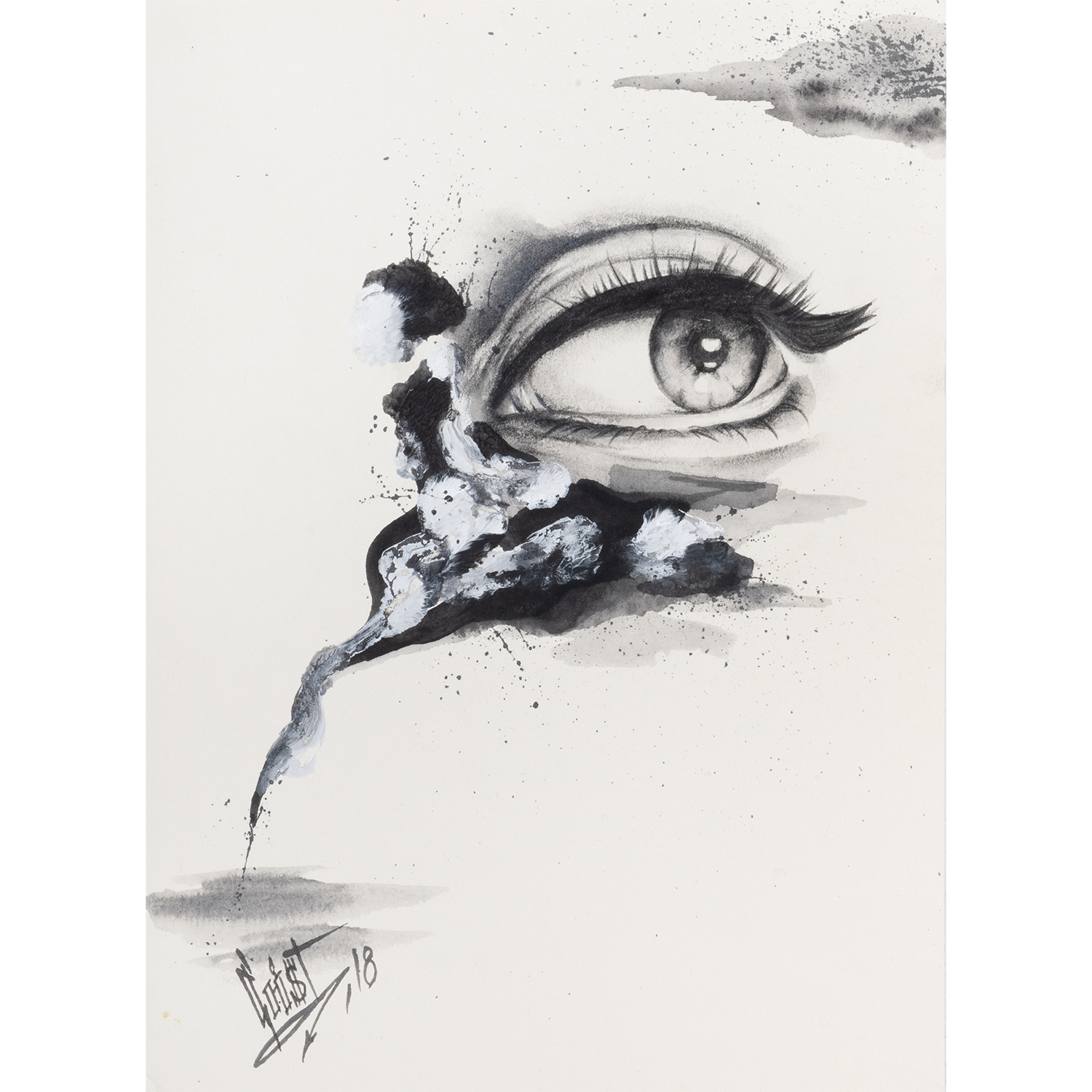 Original Acrylic and Graphite Drawing, Crist Espiritu, Visual Art, MORK Gallery Bangkok