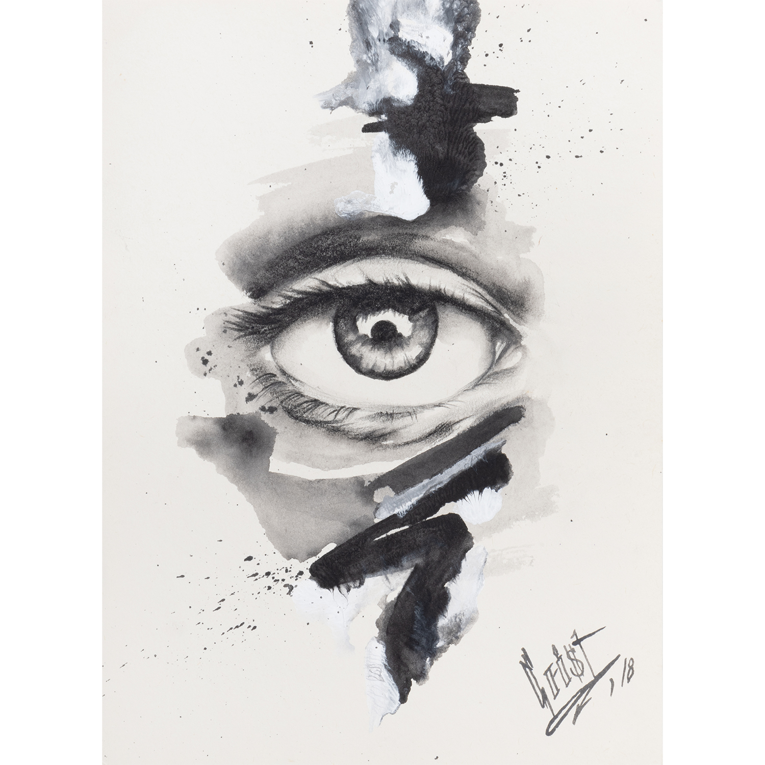 Original Acrylic and Graphite Drawing, Crist Espiritu, Visual Art, MORK Gallery Bangkok
