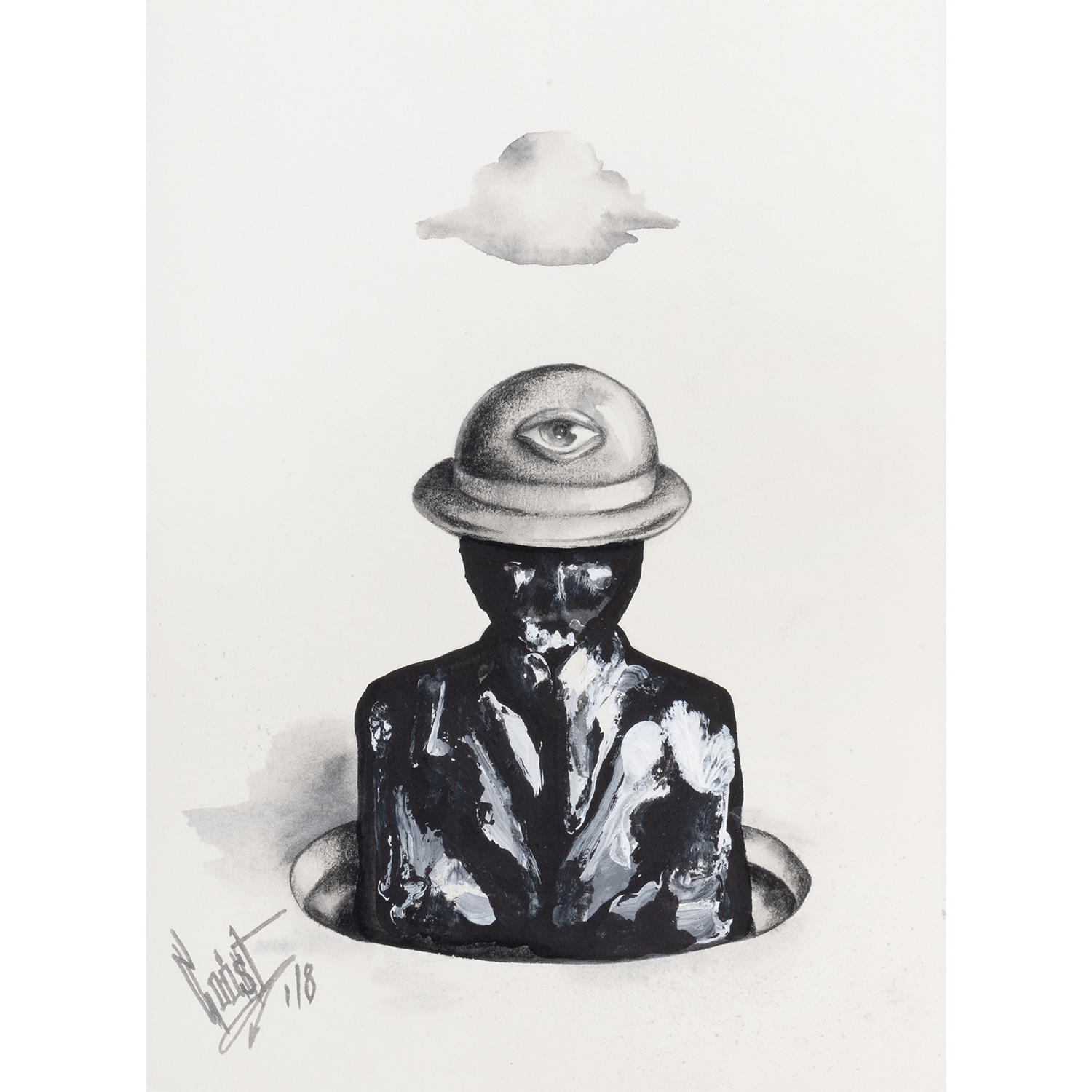 Original Acrylic and Graphite Drawing, Crist Espiritu, Visual Art, MORK Gallery Bangkok