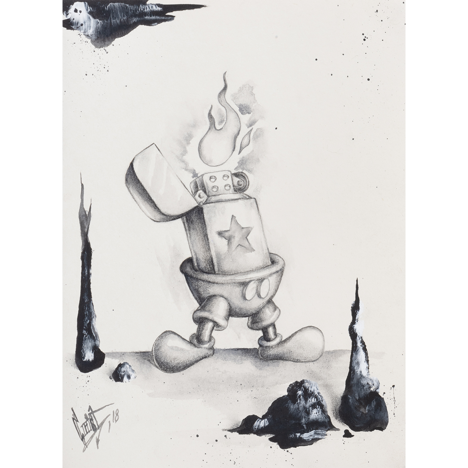 Original Acrylic and Graphite Drawing, Crist Espiritu, Visual Art, MORK Gallery Bangkok