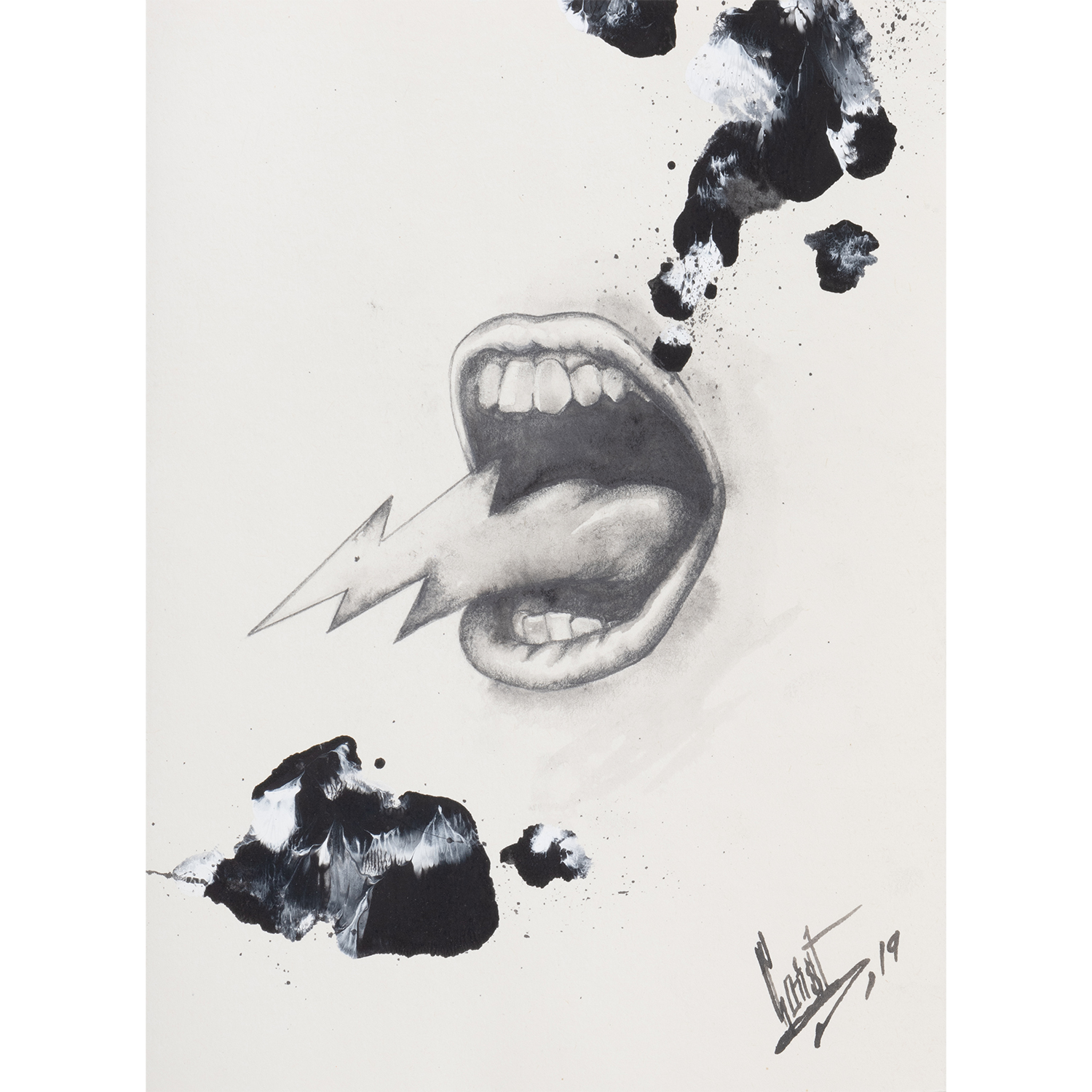 Original Acrylic and Graphite Drawing, Crist Espiritu, Visual Art, MORK Gallery Bangkok
