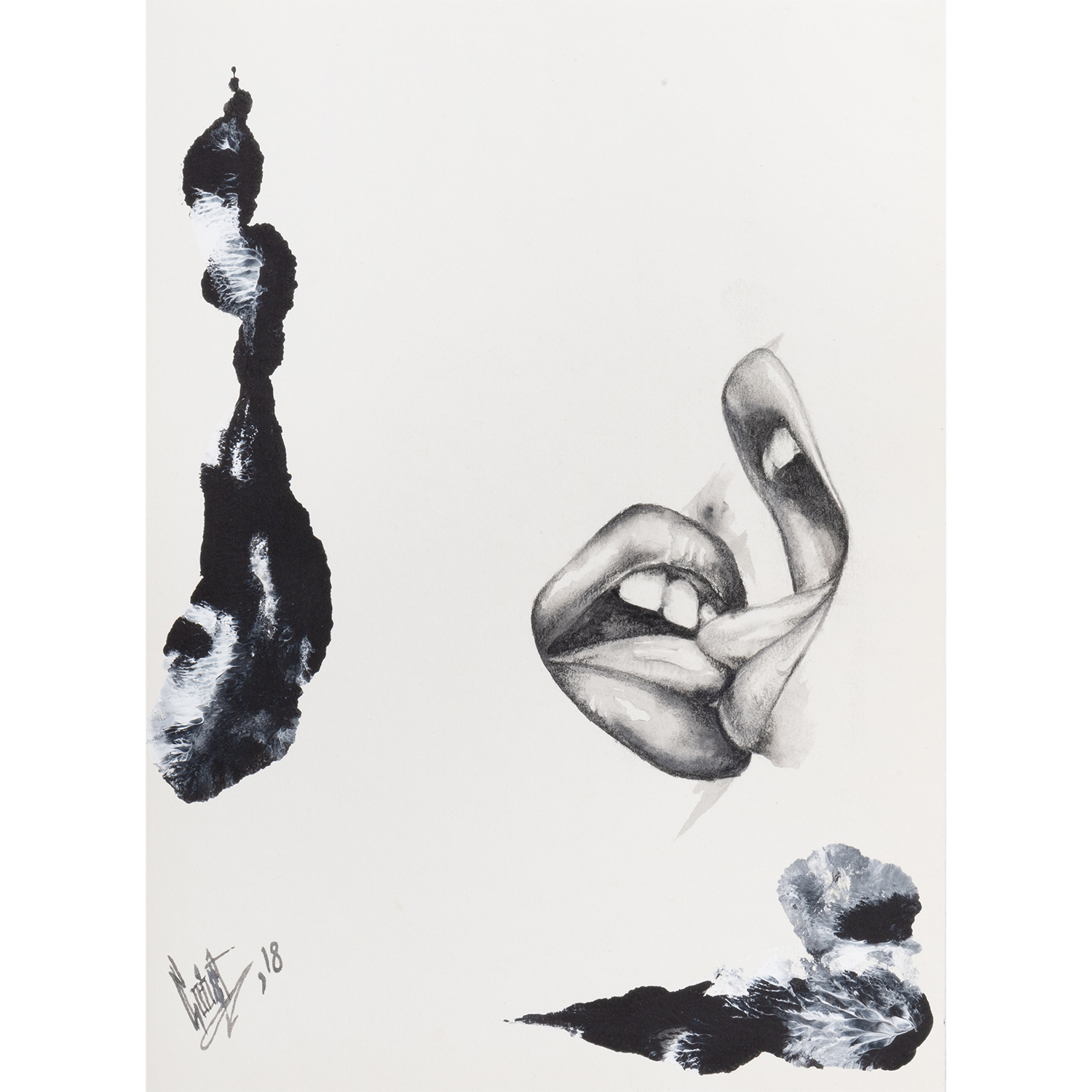 Original Acrylic and Graphite Drawing, Crist Espiritu, Visual Art, MORK Gallery Bangkok